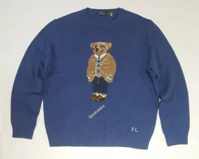 Nwt Polo Ralph Lauren Cobalt Blue Sport Coat Wool Teddy Bear Sweater