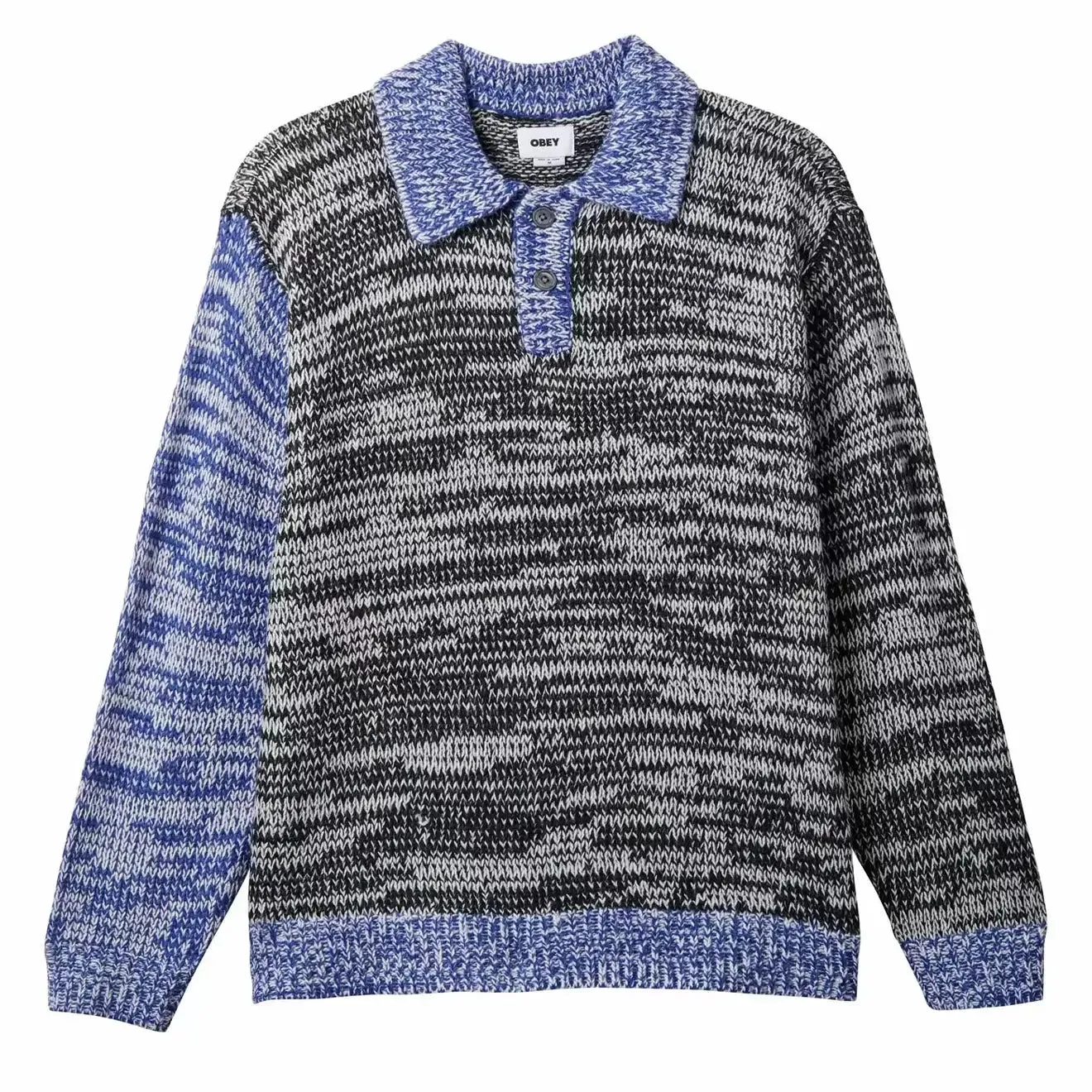 Obey Carter Sweater Polo Knit Black Multi