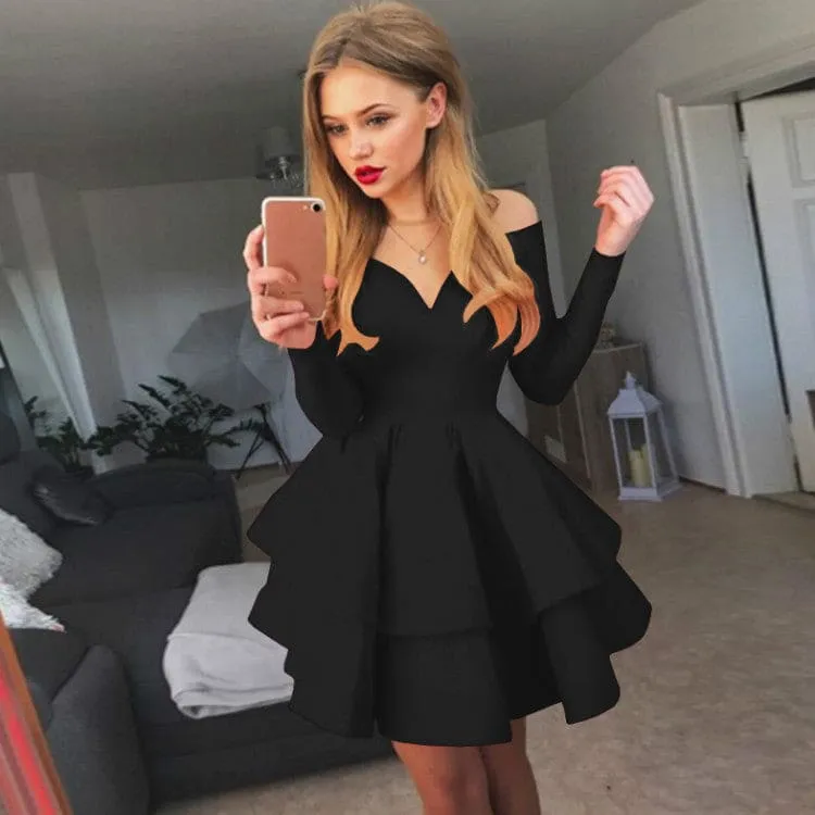 Off Shoulder Sweetheart Neck Bustier Layered Hem Dress