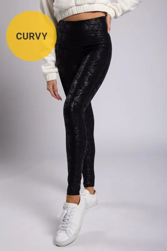 *Online Exclusive* Crackle Glaze Foil Highwaist Leggings