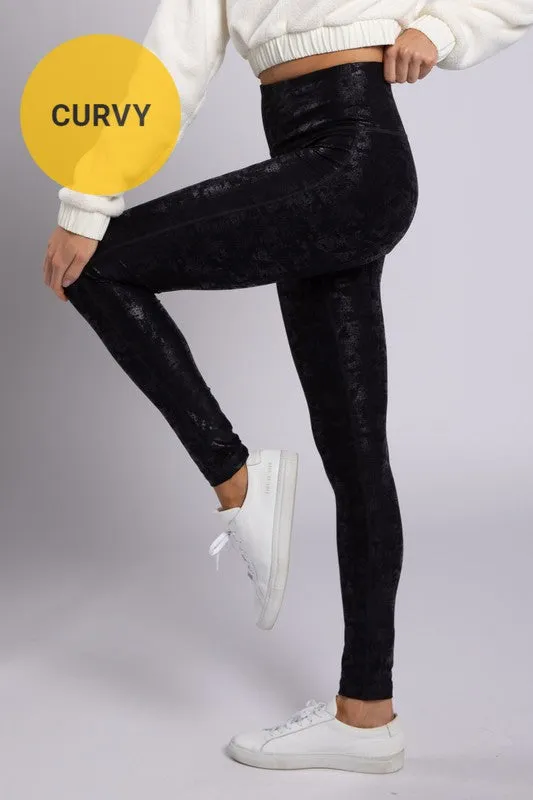 *Online Exclusive* Crackle Glaze Foil Highwaist Leggings