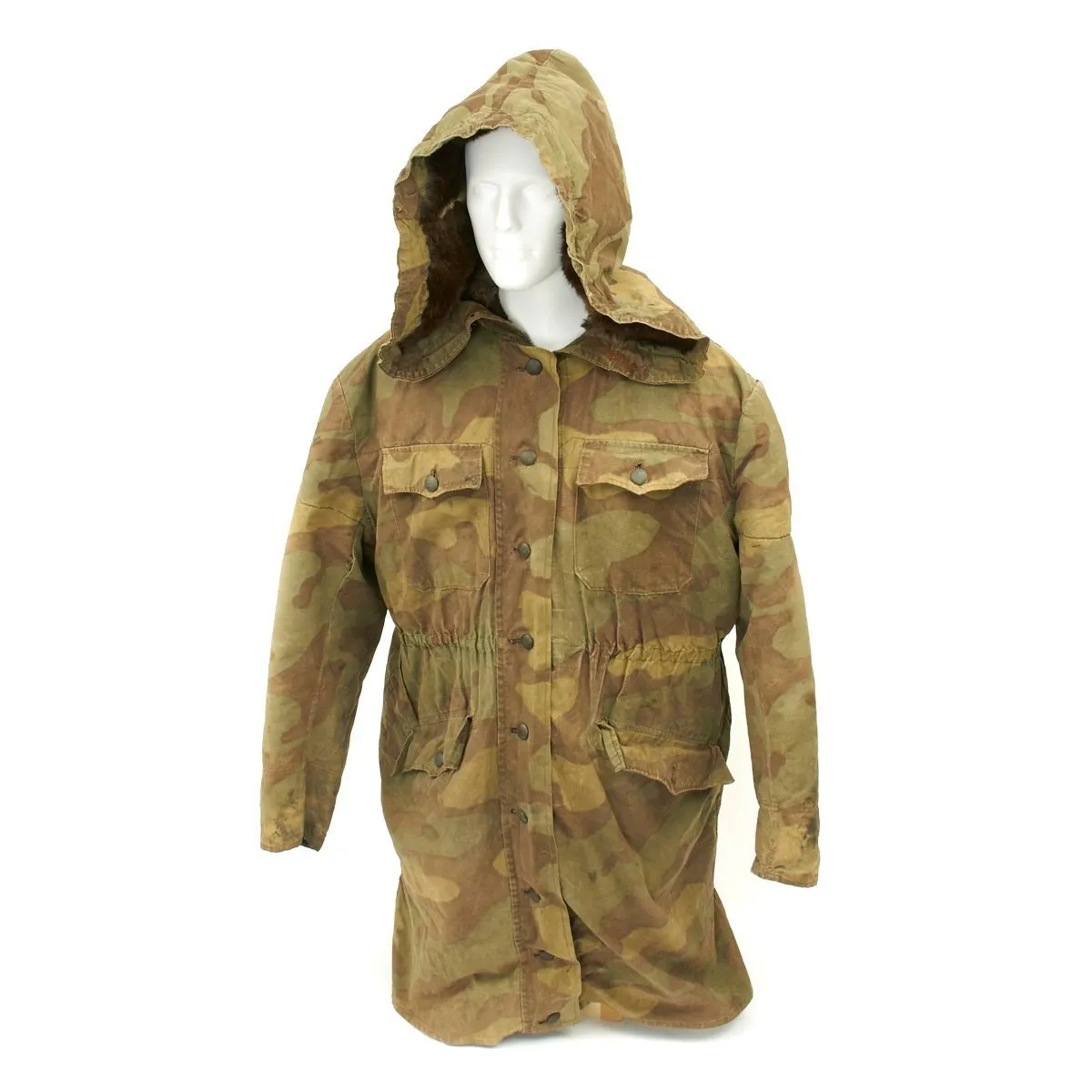 Original German WWII SS Italian Camouflage M1943 Winter Uniform Parka - Rabbit Fur