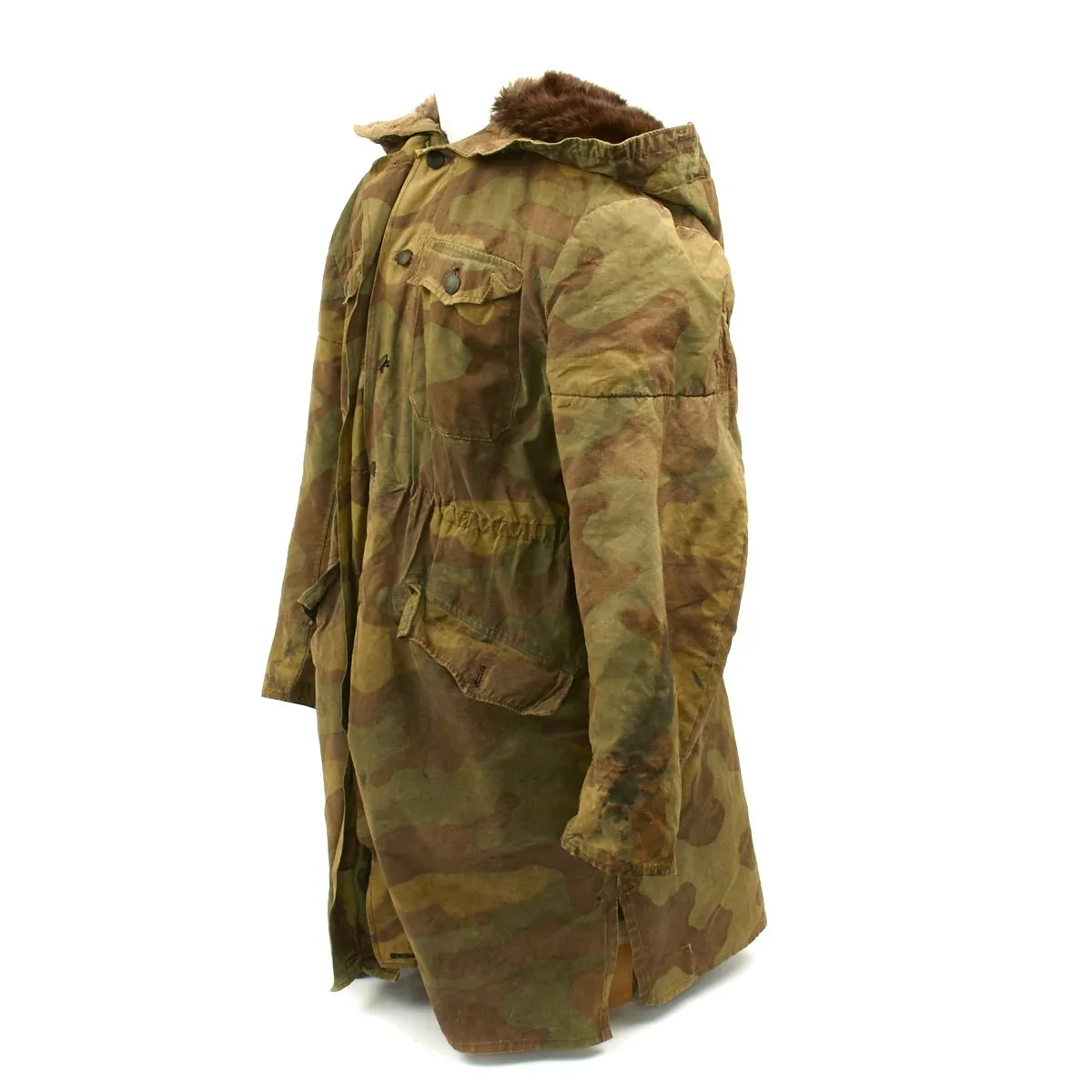 Original German WWII SS Italian Camouflage M1943 Winter Uniform Parka - Rabbit Fur