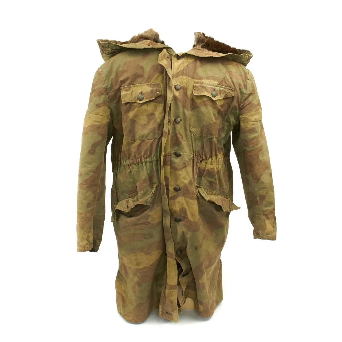 Original German WWII SS Italian Camouflage M1943 Winter Uniform Parka - Rabbit Fur