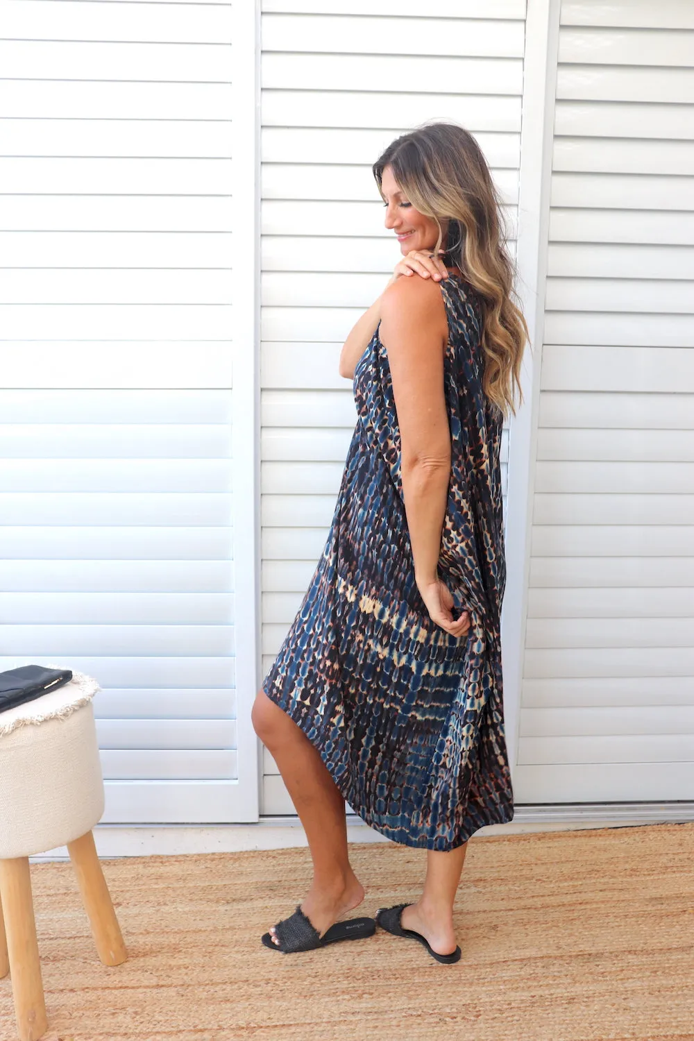 Palm Cove Dress in Midnight Tie Dye