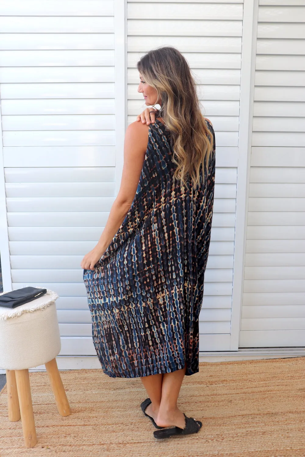 Palm Cove Dress in Midnight Tie Dye