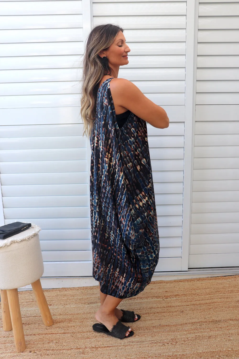 Palm Cove Dress in Midnight Tie Dye