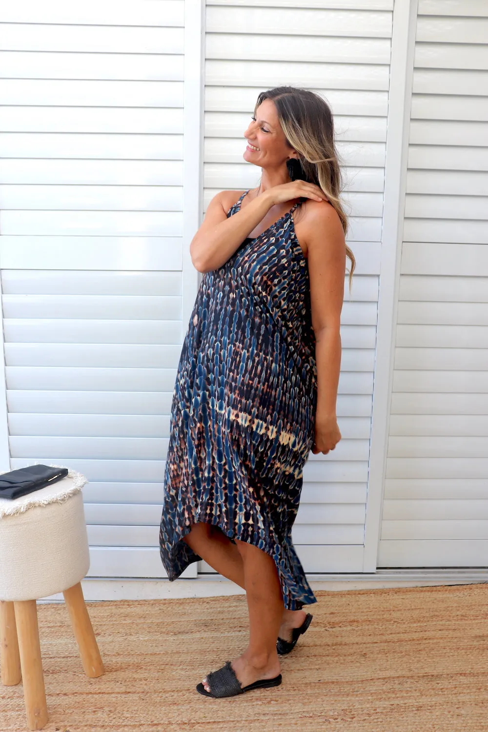 Palm Cove Dress in Midnight Tie Dye