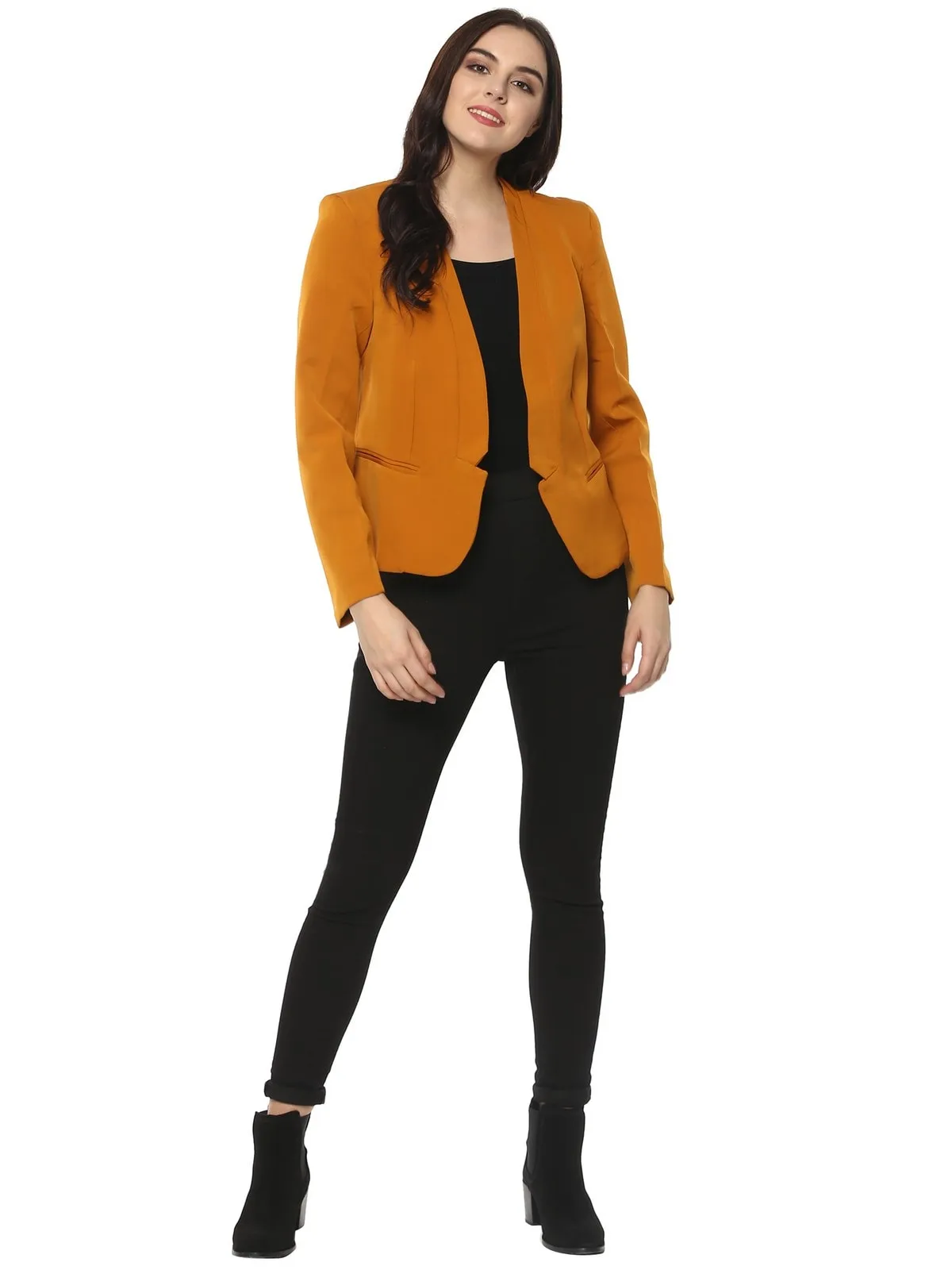 Pannkh Women's Solid Notched Blazer