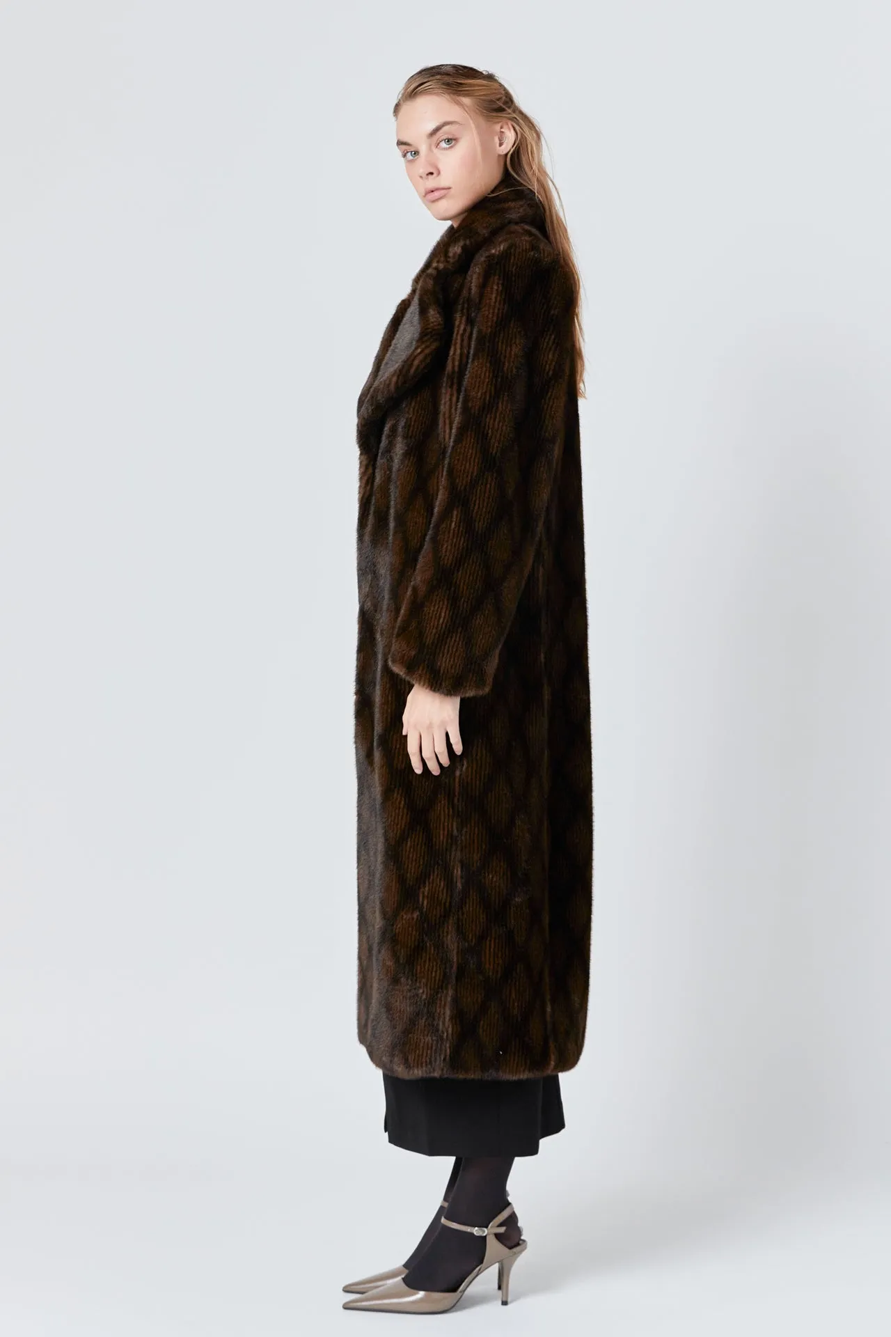 Patterned Fur Coat