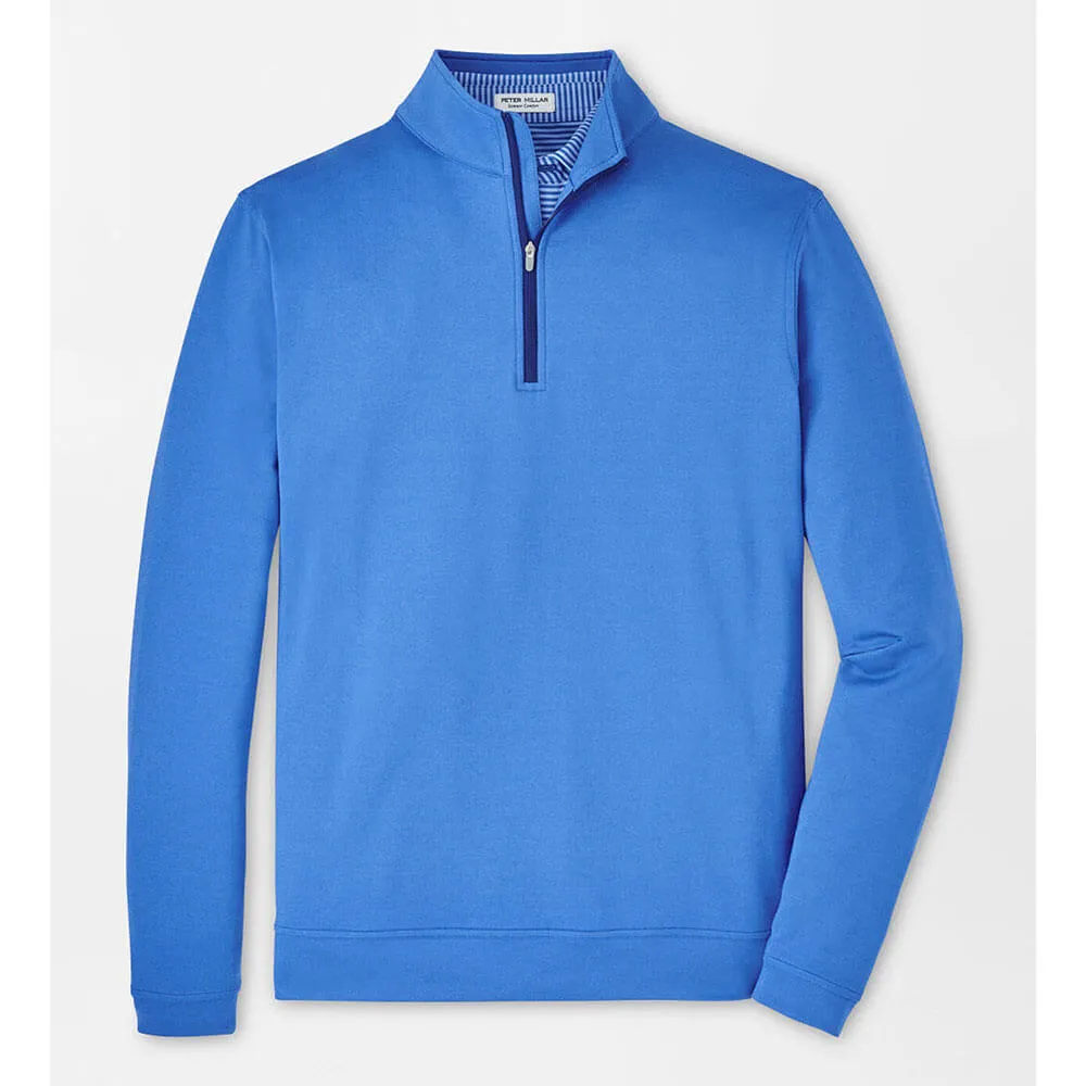 Peter Millar Perth Mélange Performance 1/4 Zip Pullover Sweater - Mako Blue