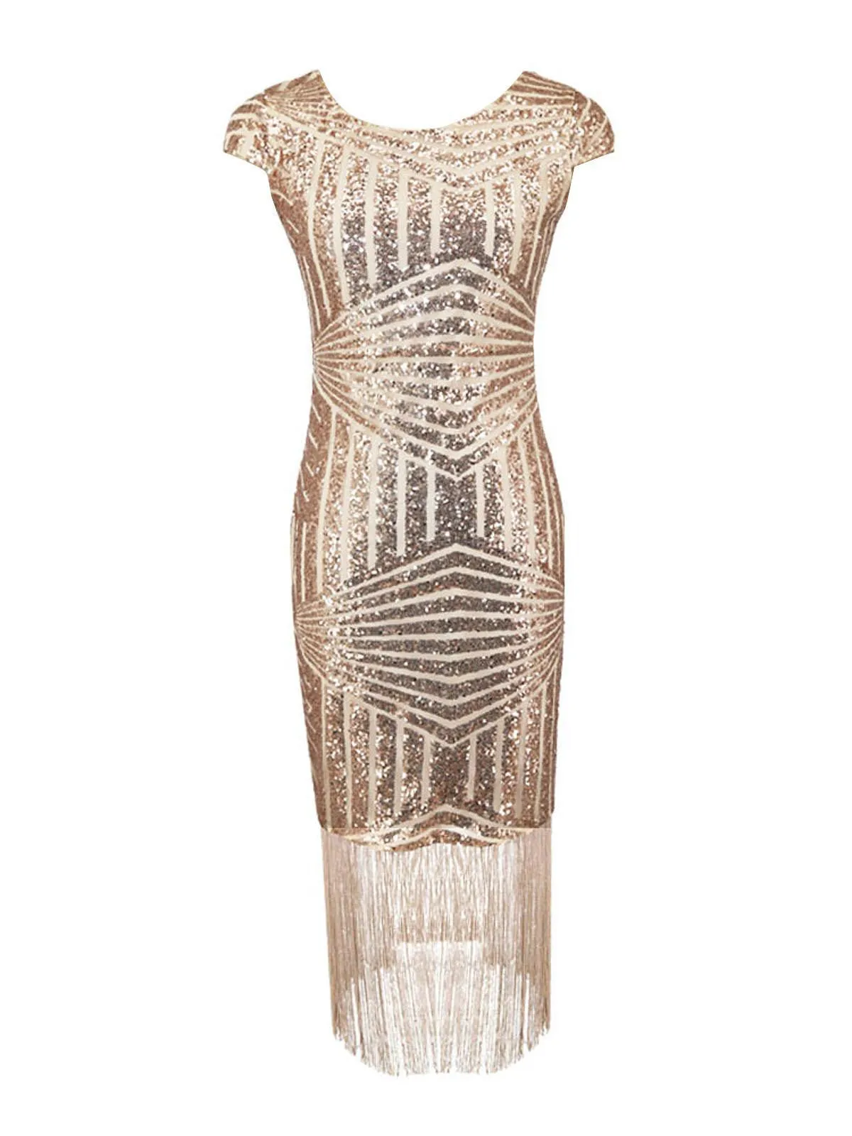 Pink 1920s Sequin Fringed Dress