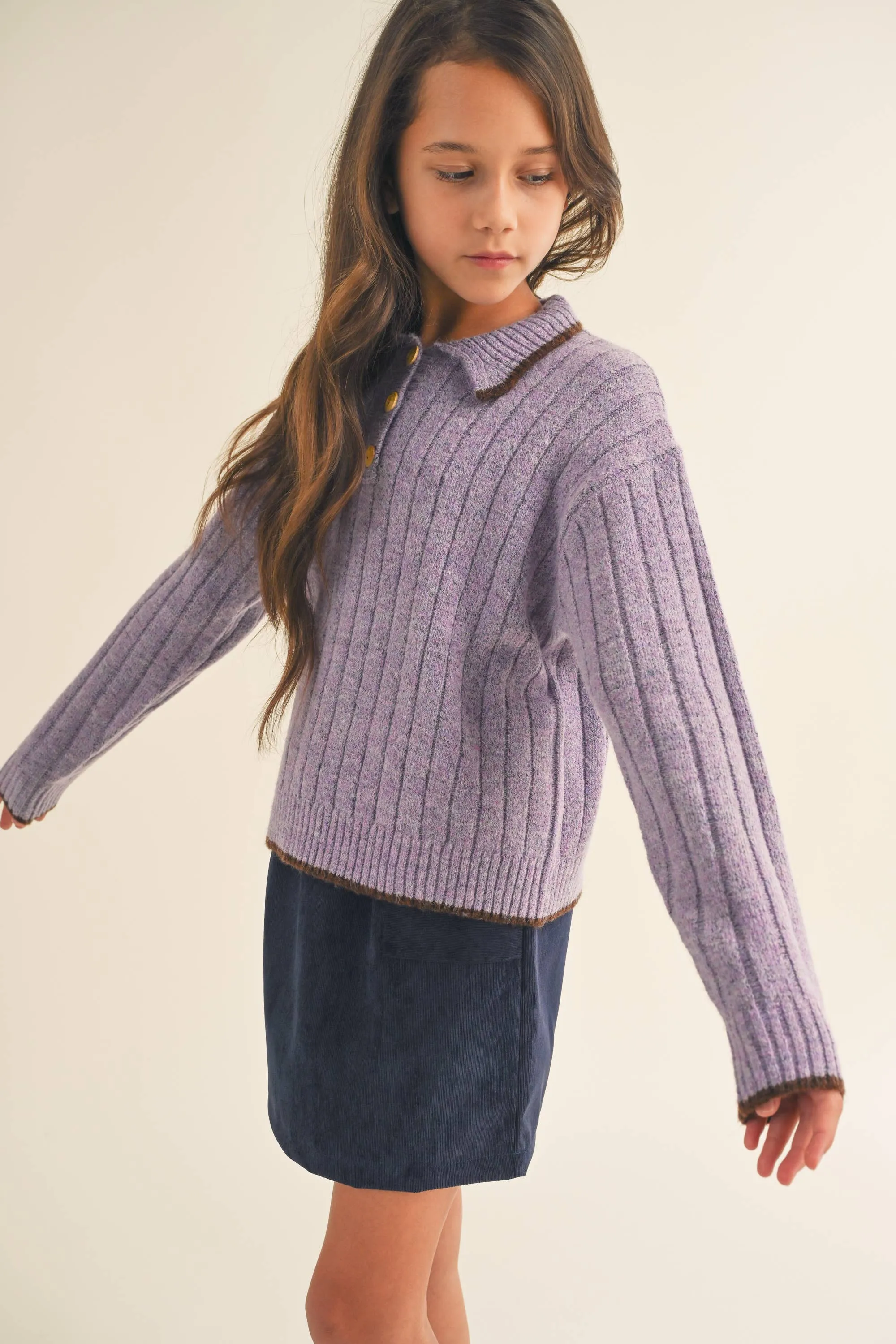 Piping Sweater- Purple