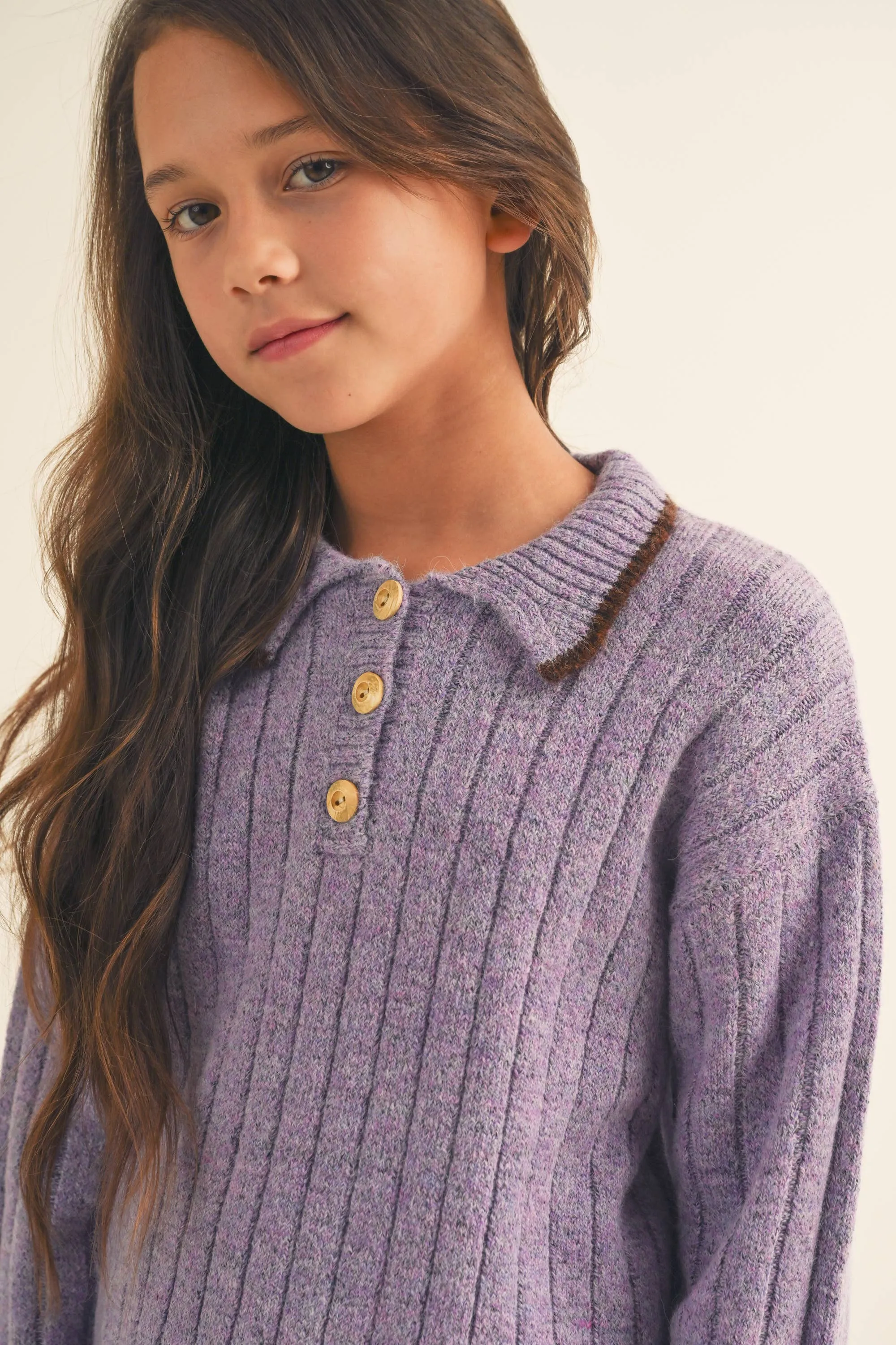 Piping Sweater- Purple