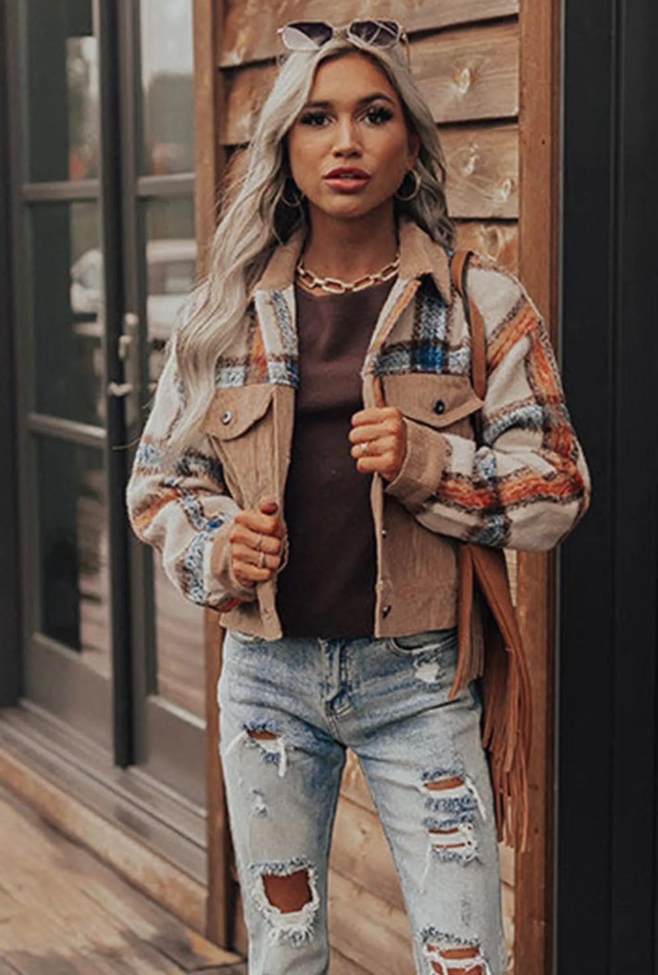 Plaid Corduroy Chunky Jacket