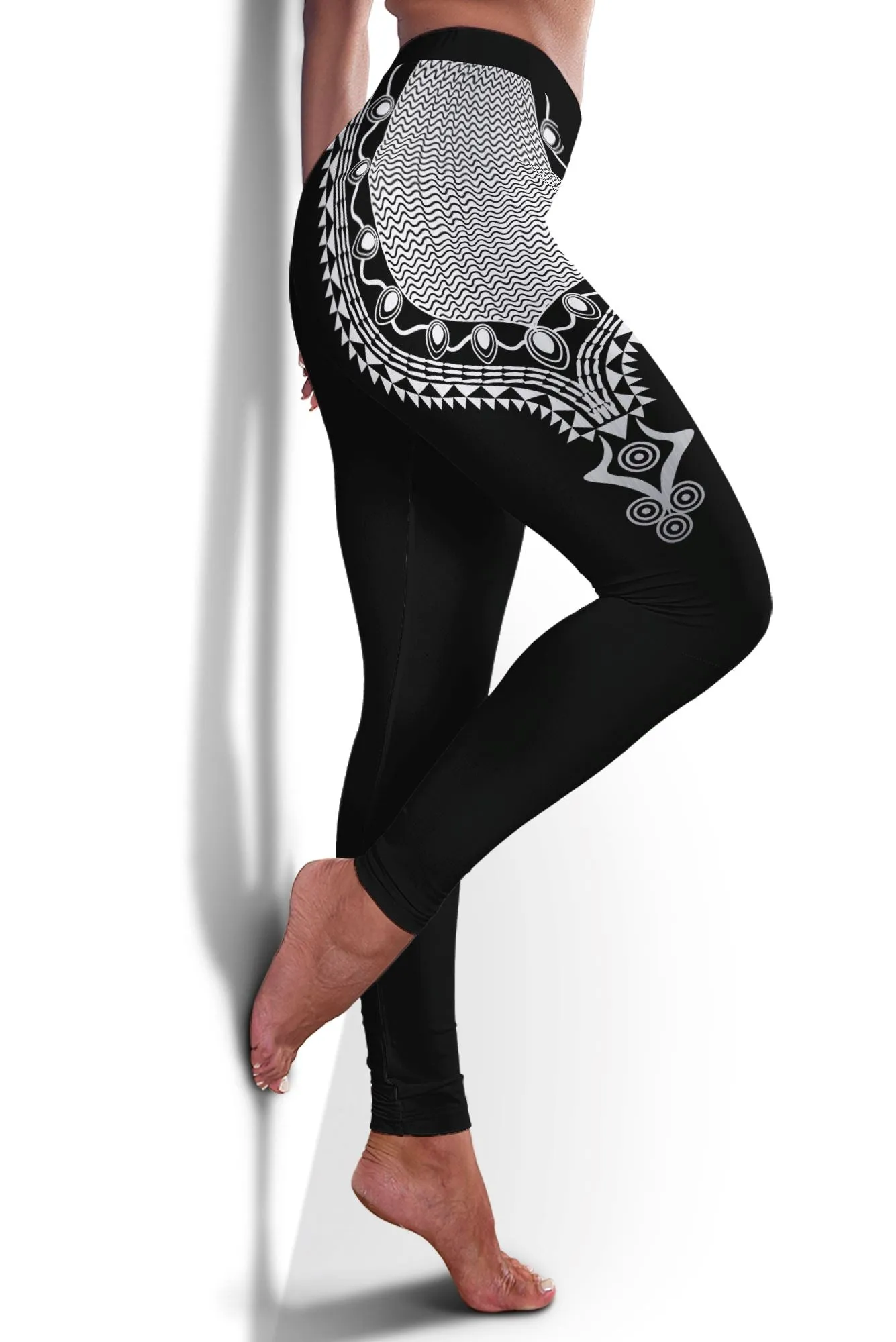 Printed Dashiki Color Black Cropped Hoodie and Leggings Set