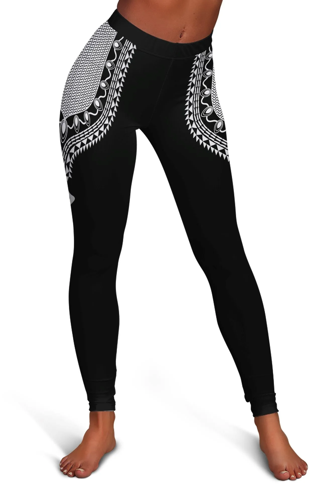 Printed Dashiki Color Black Cropped Hoodie and Leggings Set