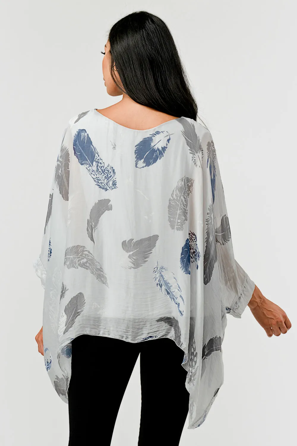 Raw Moda Italian Silky Feathered Pattern Top