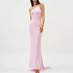 Rebecka Floral-appliqué Asymmetrical Maxi Dress