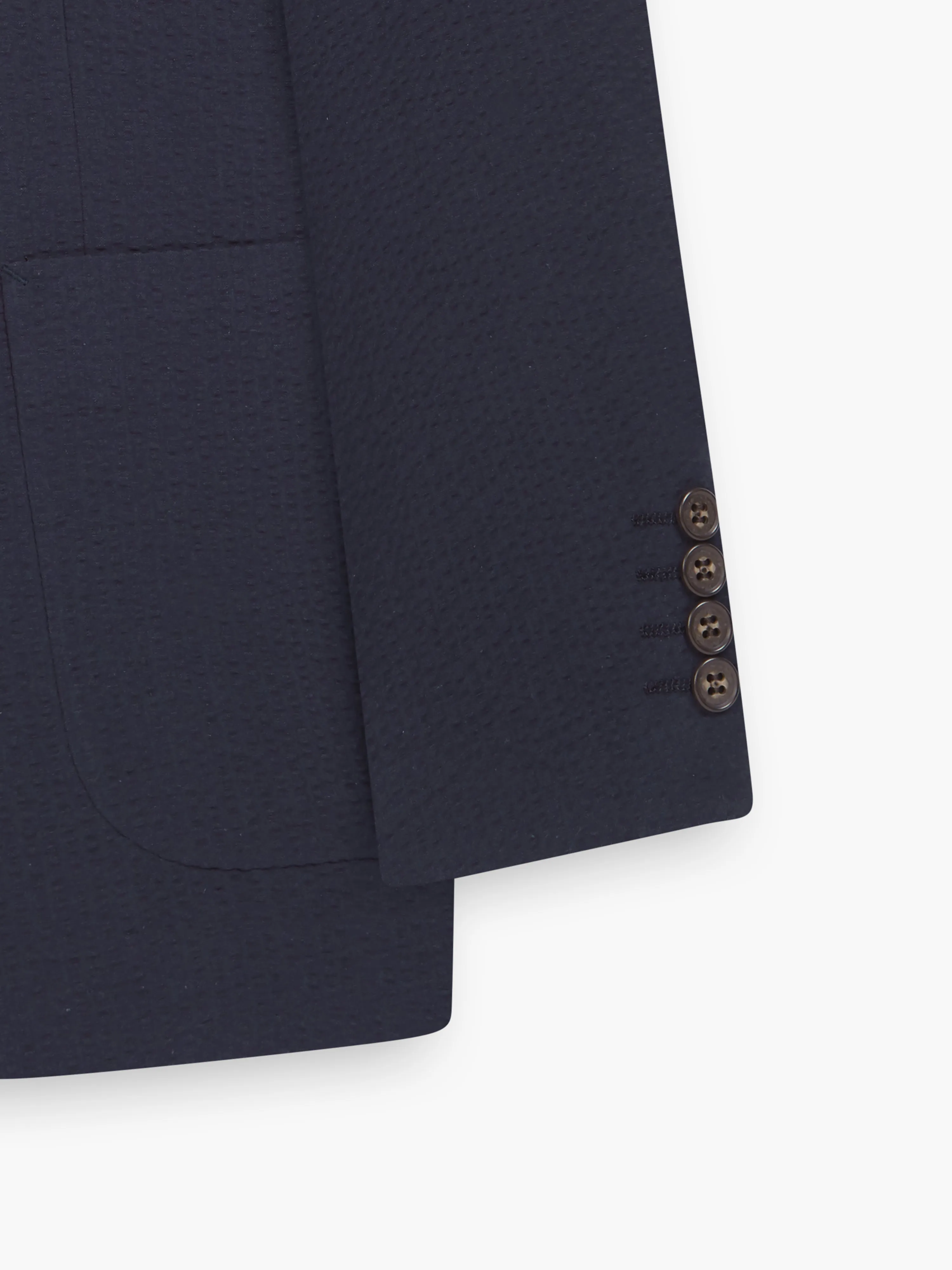 Rhodes Slim Navy Cotton-Linen Seersucker Blazer