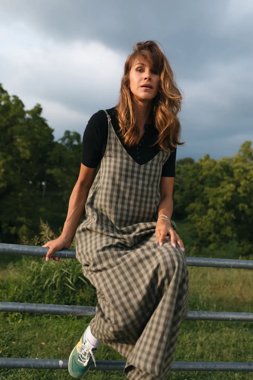 Robbi Handwoven Cotton Dress in Green Gingham