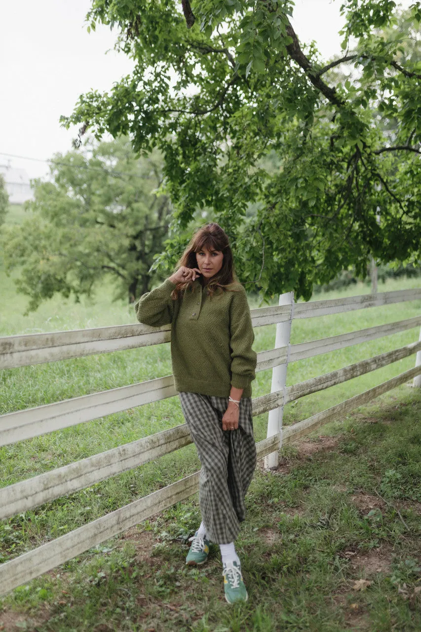 Robbi Handwoven Cotton Dress in Green Gingham