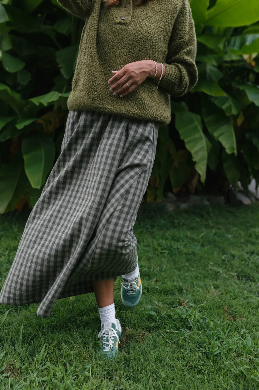 Robbi Handwoven Cotton Dress in Green Gingham