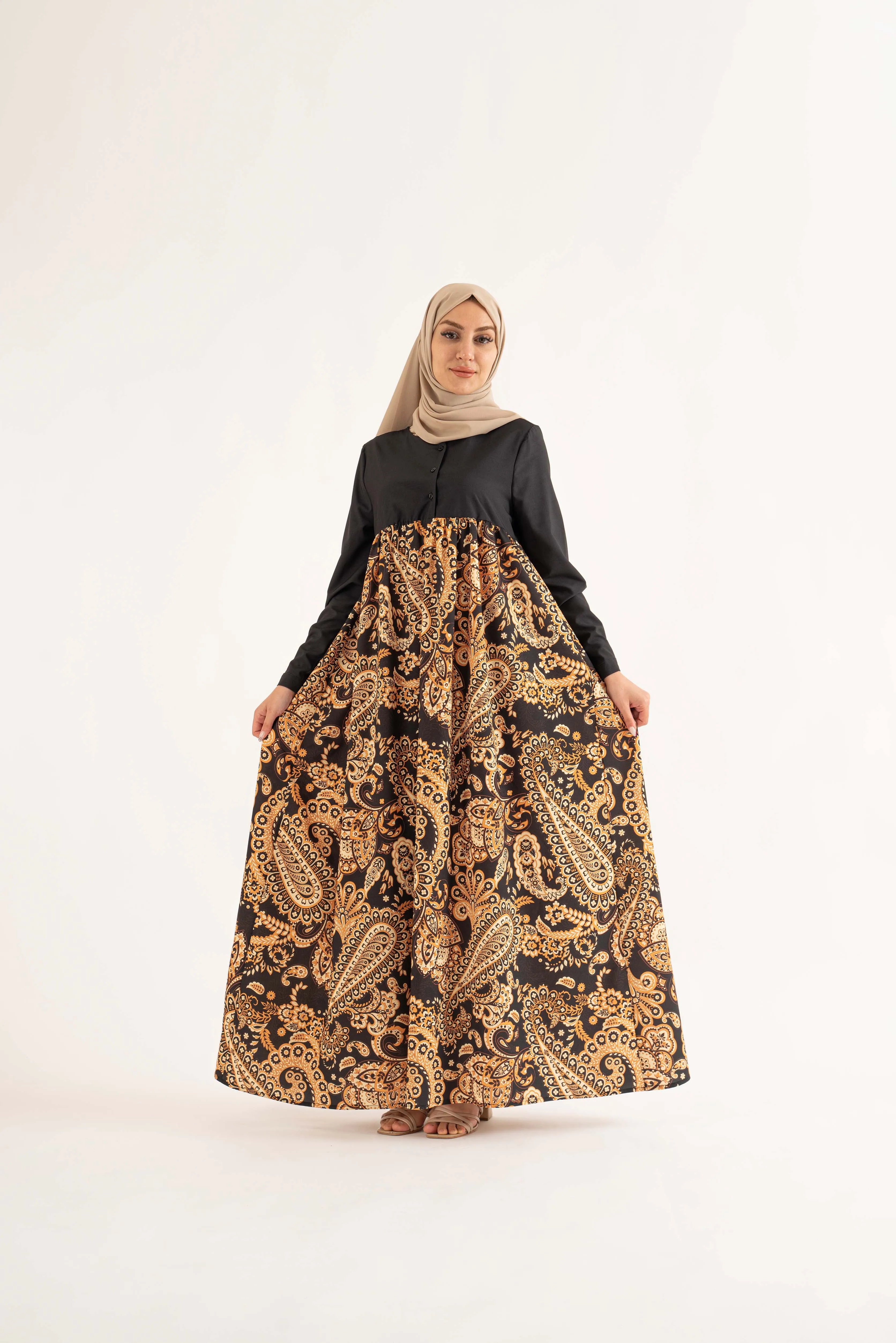 Safa Golden Maxi Dress - Gold