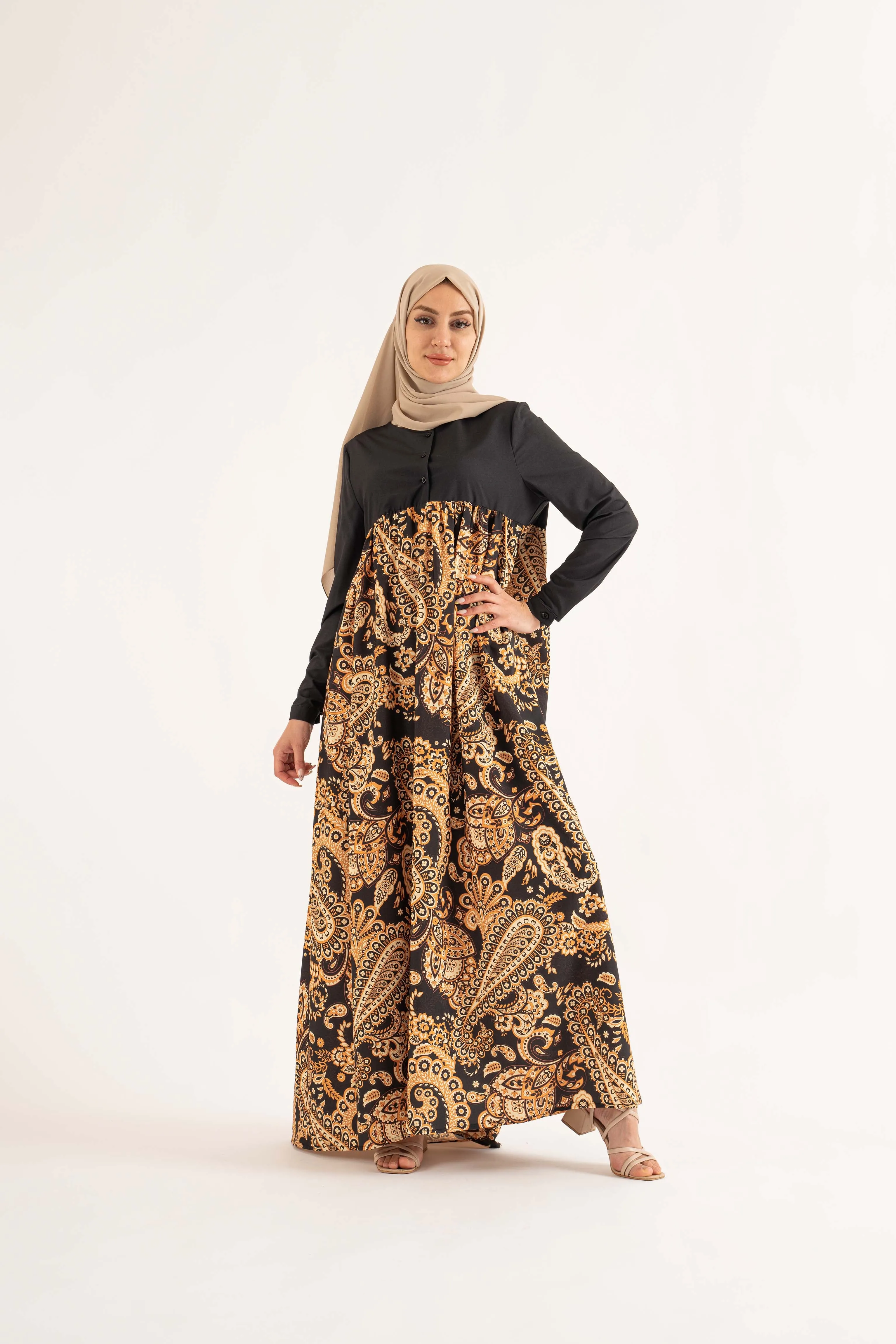 Safa Golden Maxi Dress - Gold