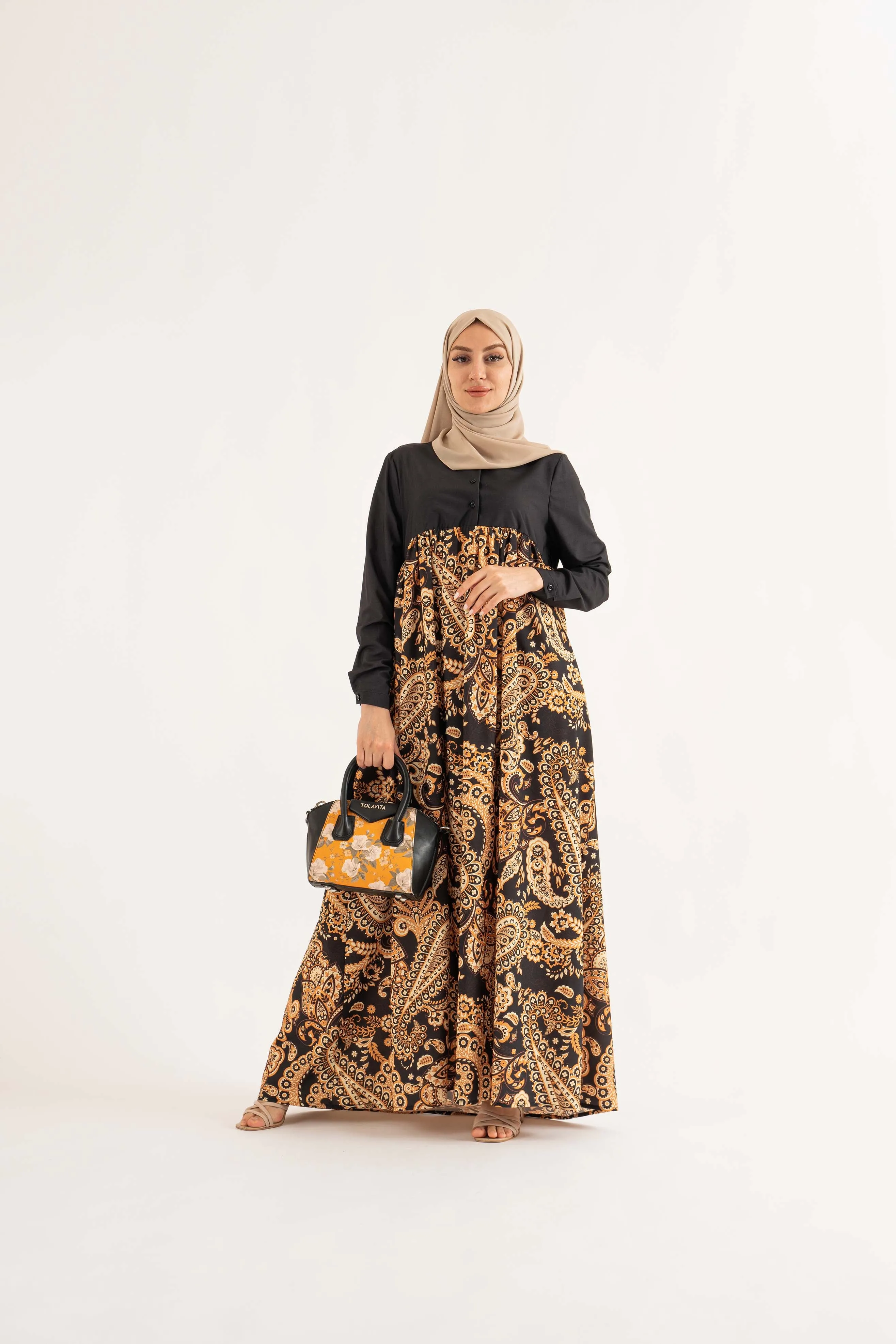 Safa Golden Maxi Dress - Gold