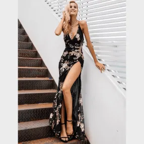 Sexy Backless Halter Lace Up Maxi Dress