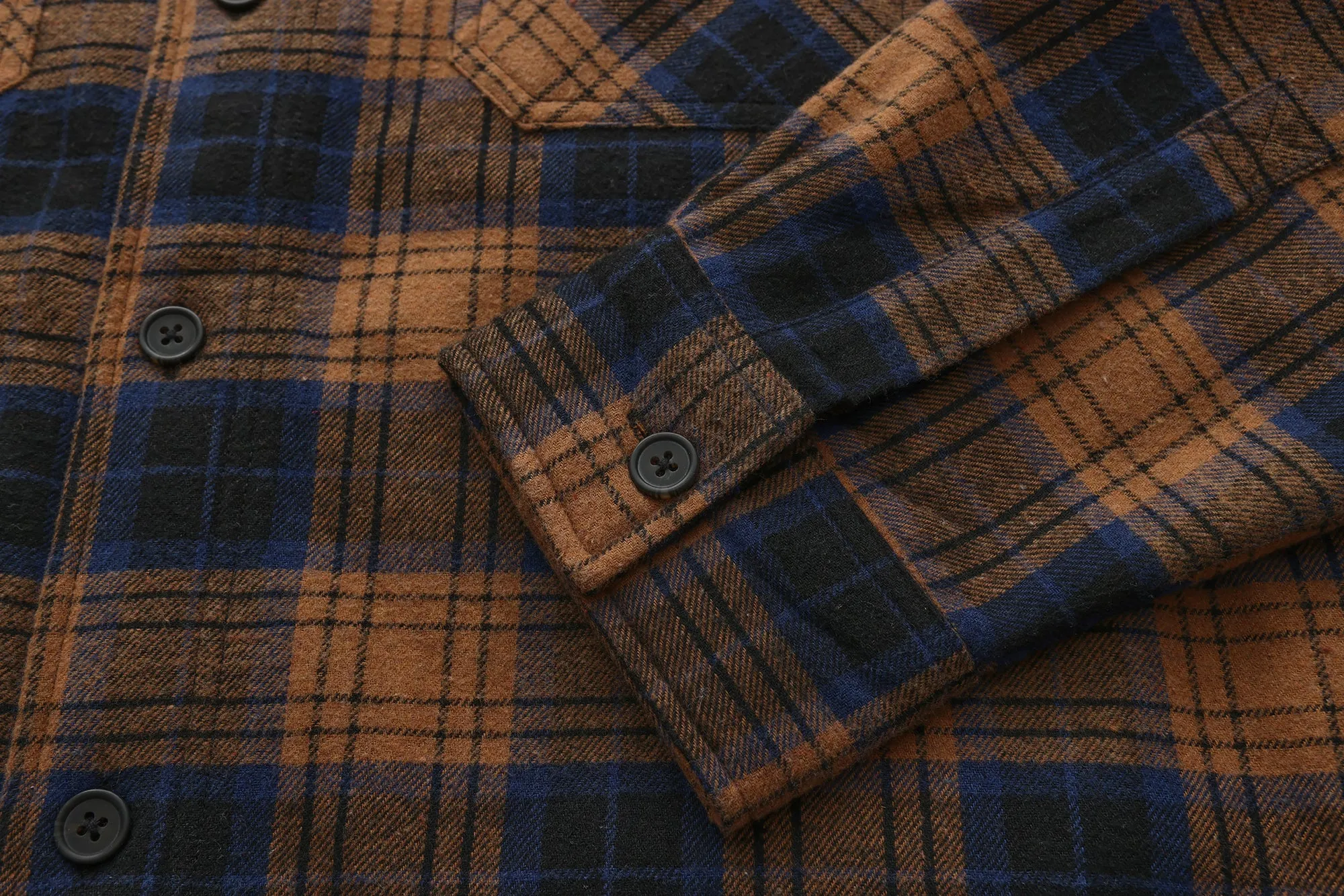 Sherpa Bonded Hooded Flannel Shirt Jacket