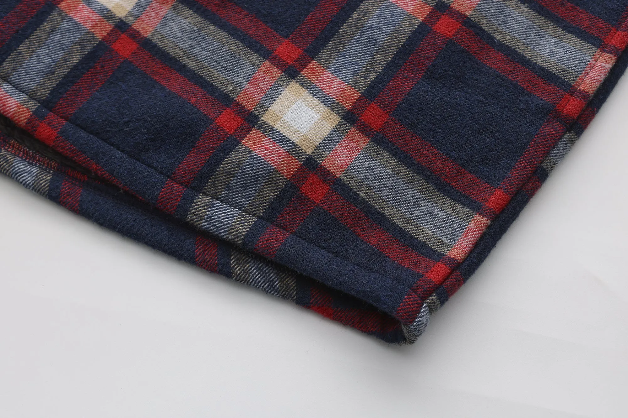 Sherpa Bonded Hooded Flannel Shirt Jacket