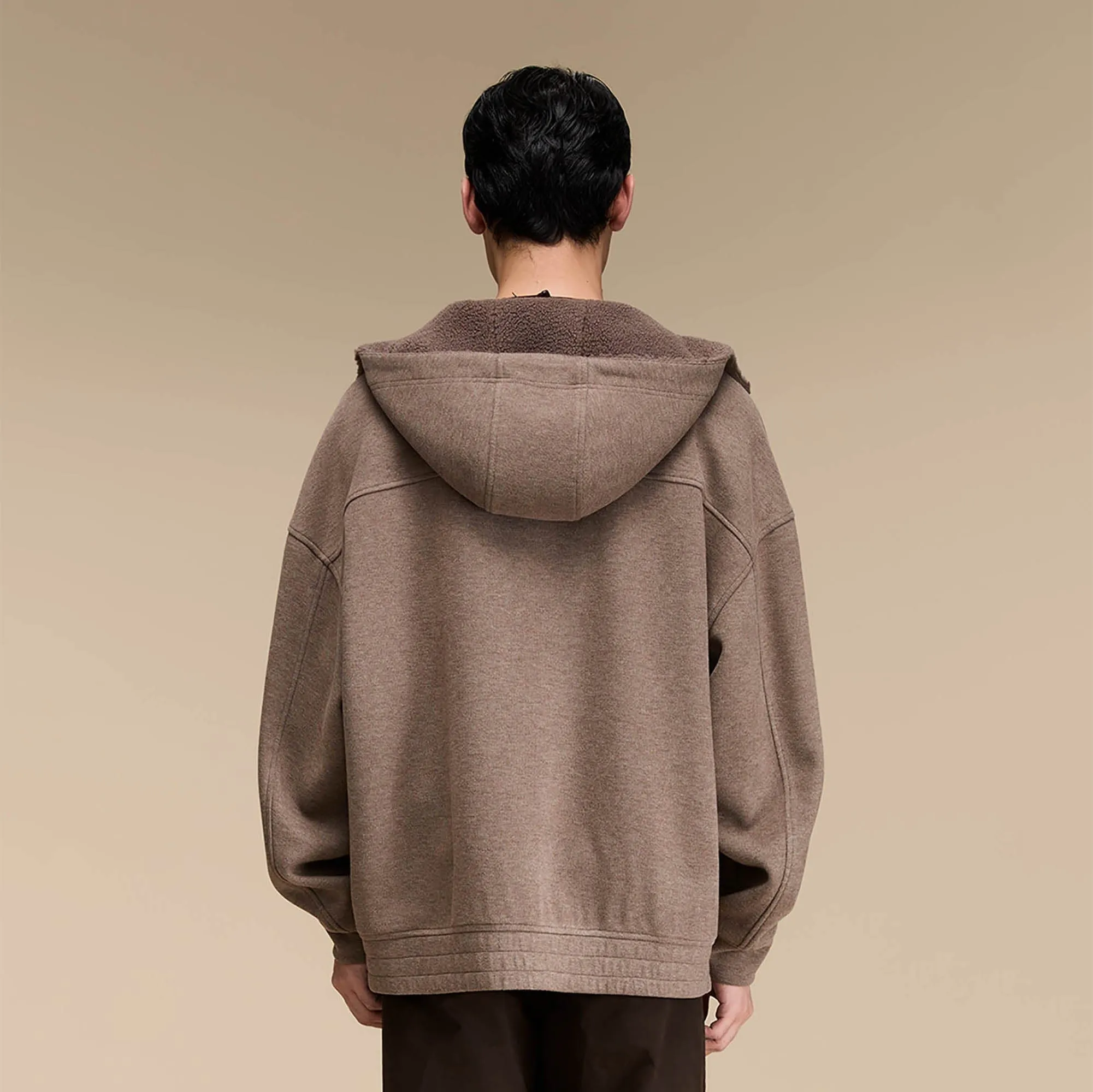 Sherpa-Lined Zip-Up Hoodie Jacket