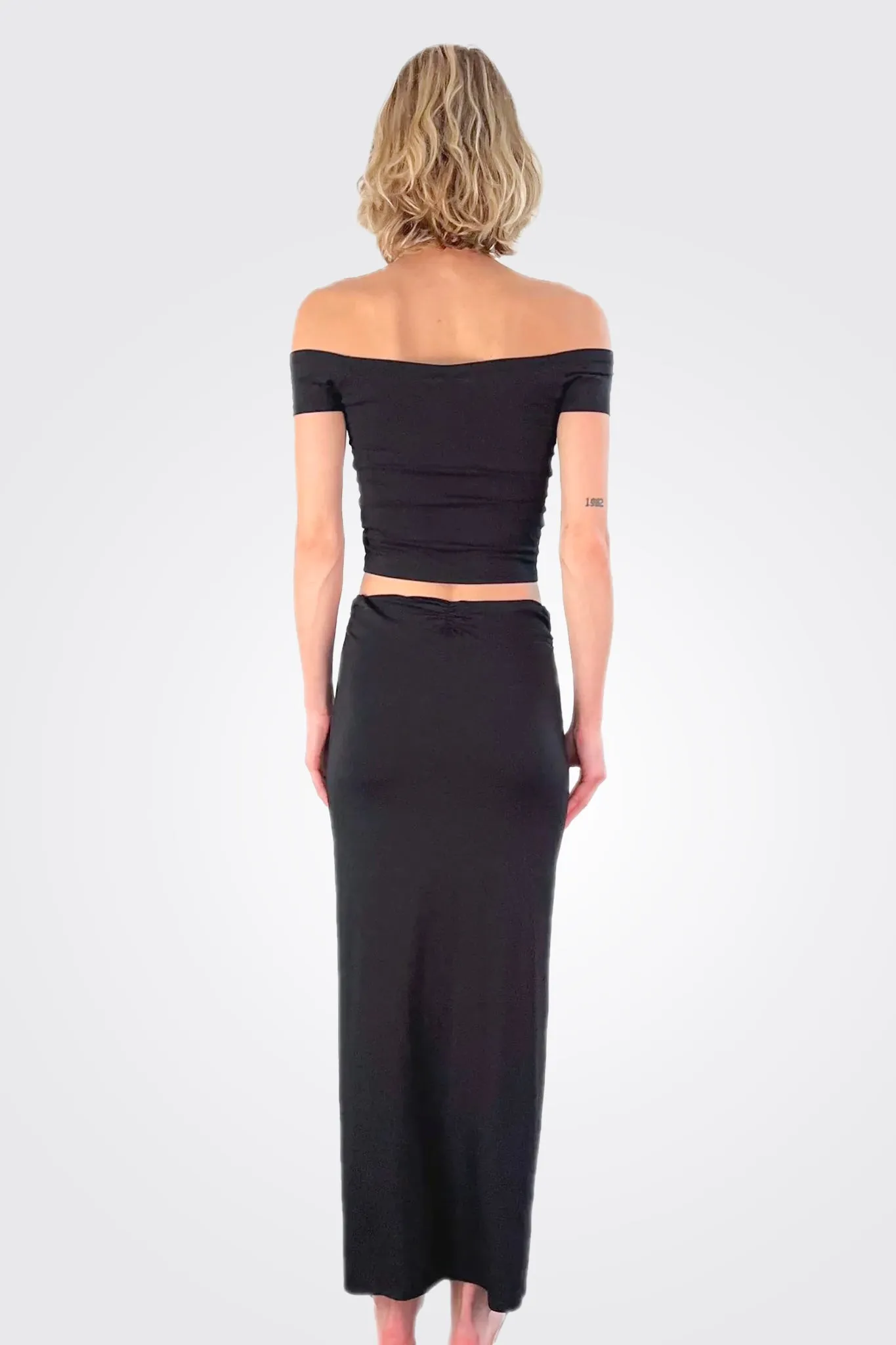 Shirred Maxi Skirt - Black