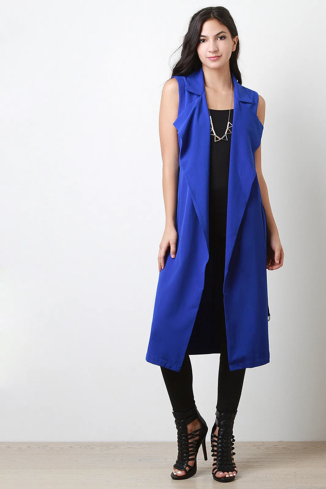 Sleeveless Longline Trench Coat