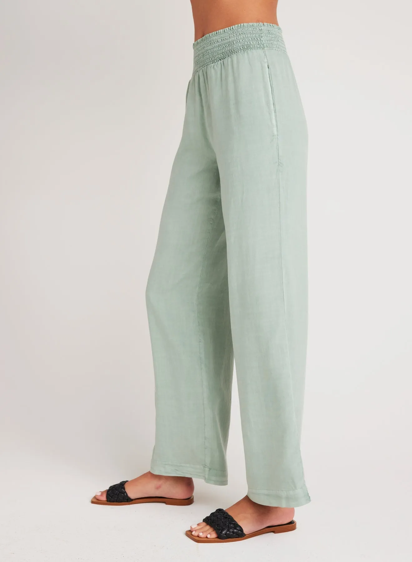 Smocked Waist Wide Leg - Oasis Green