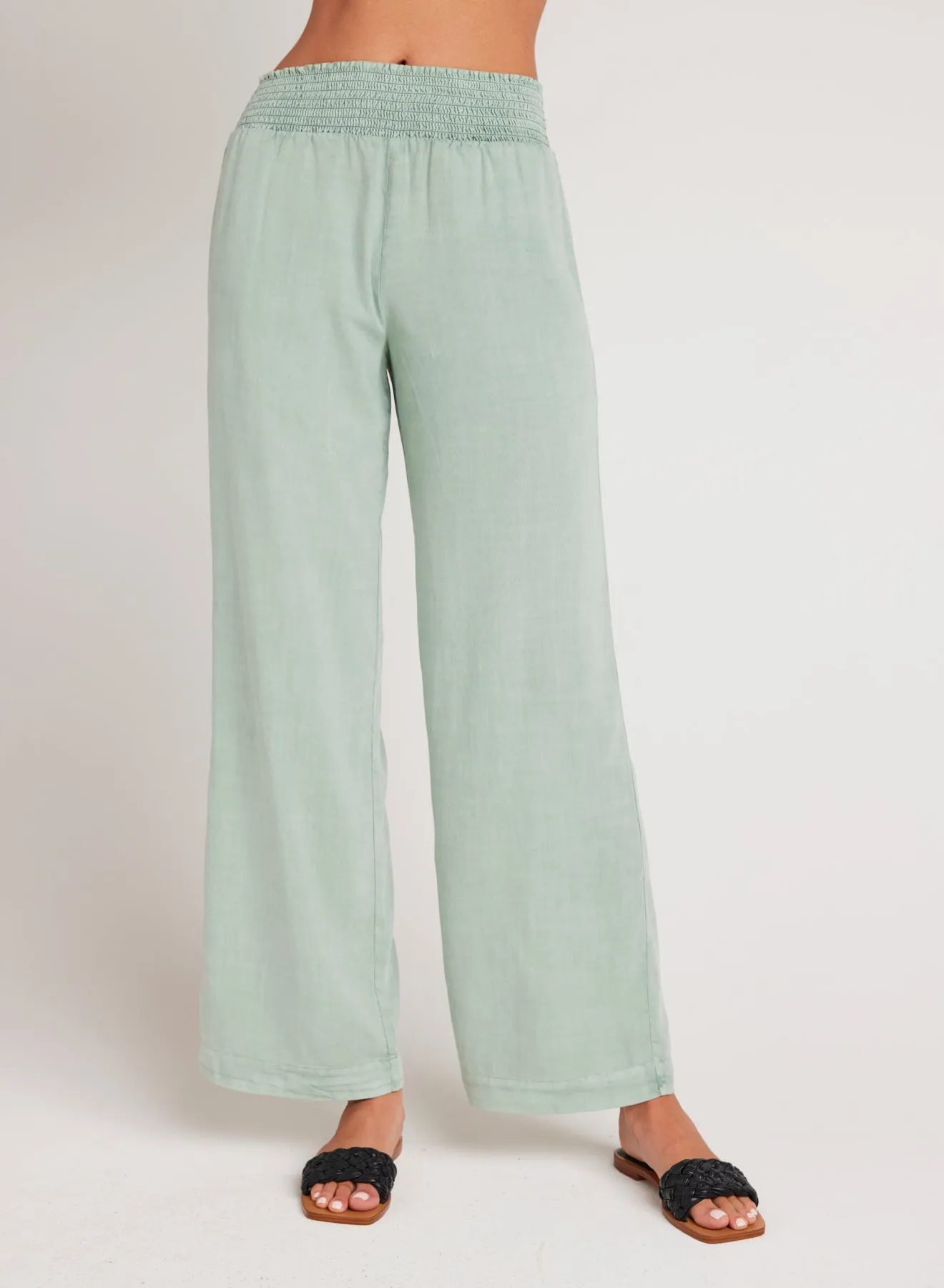 Smocked Waist Wide Leg - Oasis Green