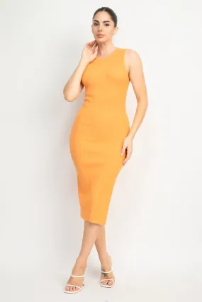 Soft Orange Knit Midi Dress