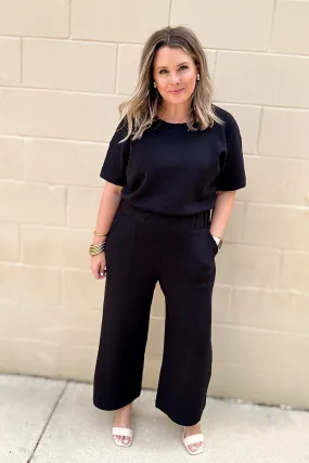 SPANX: AirEssentials Cropped Wide-Leg Jumpsuit - Black