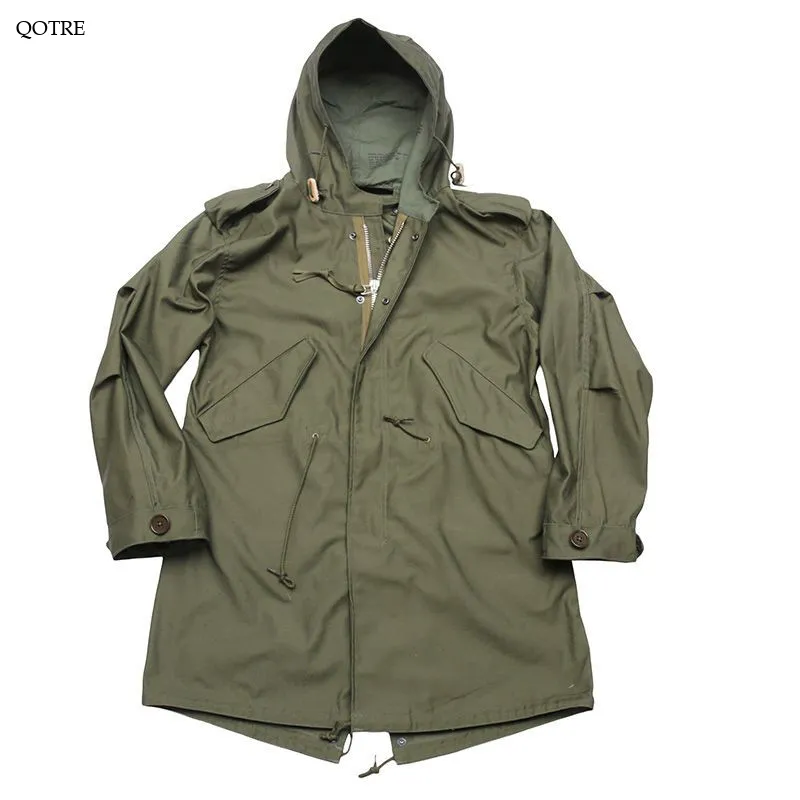 Stain-Resistant Parka Thigh-Length Loose Fit Trench Coat