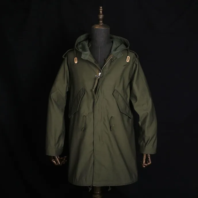 Stain-Resistant Parka Thigh-Length Loose Fit Trench Coat