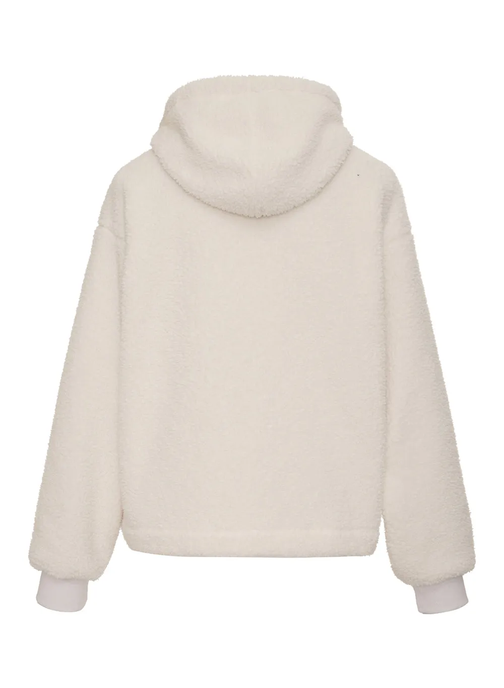 Stateside Double Face Sherpa Hooded Zip Jacket in Cream