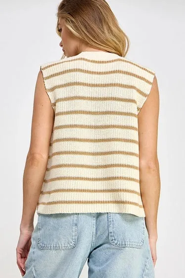 Strip Knit Vest Tops