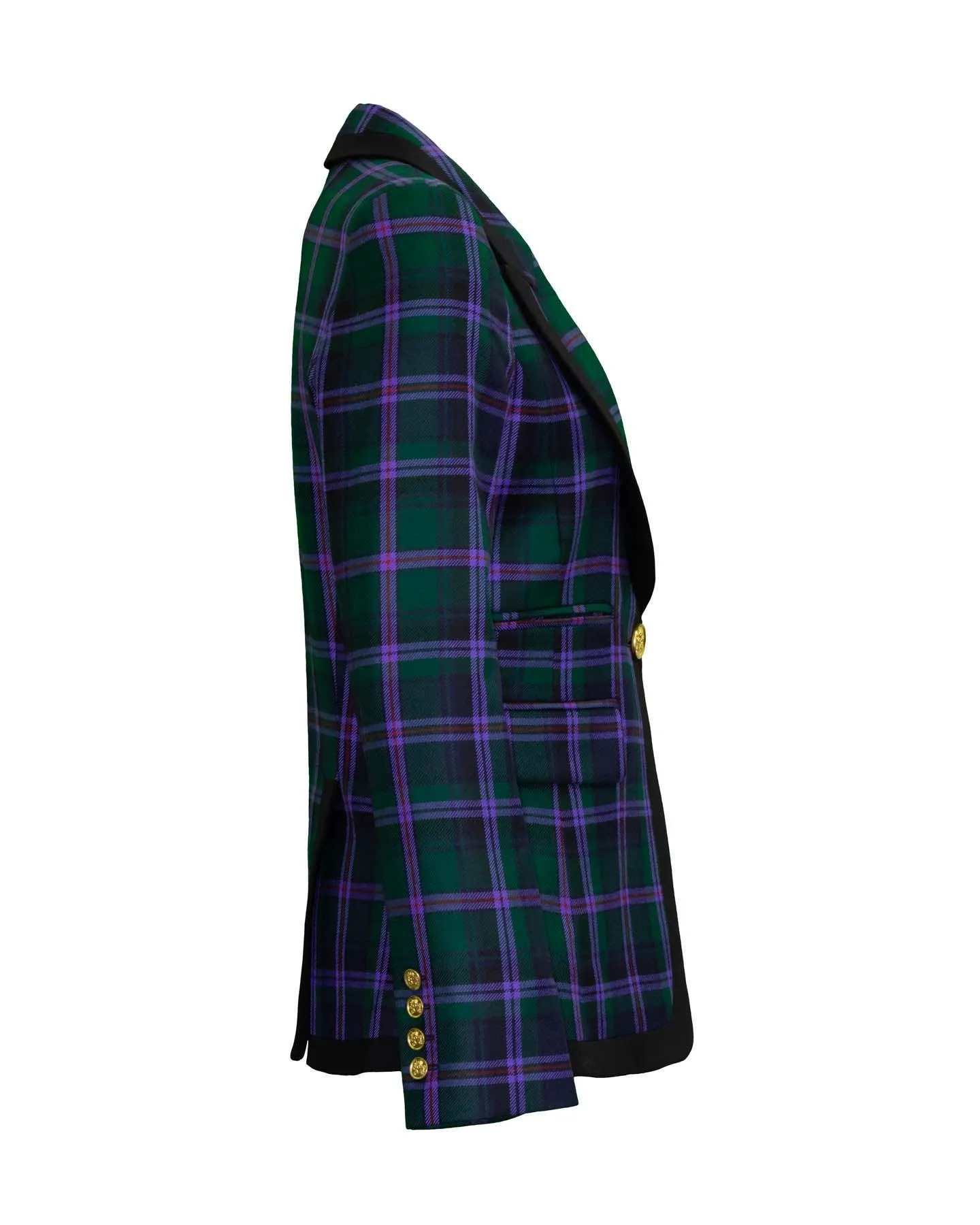 Taped Peaked Lapel Blazer in Cooper Tartan