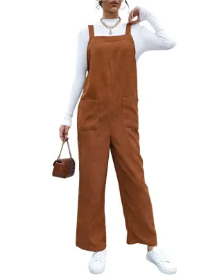 TEEK - Brown Corduroy Pants Loose Overalls