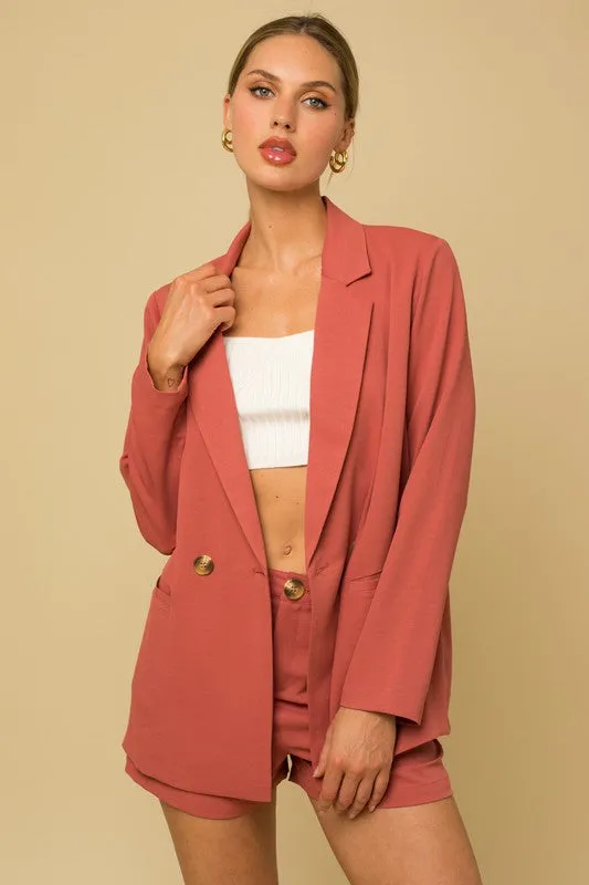 TEEK - Coral Double Breasted Blazer