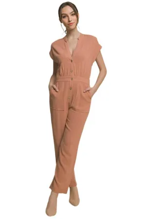 TEEK - V-Neck Pocketed Jumpsuit