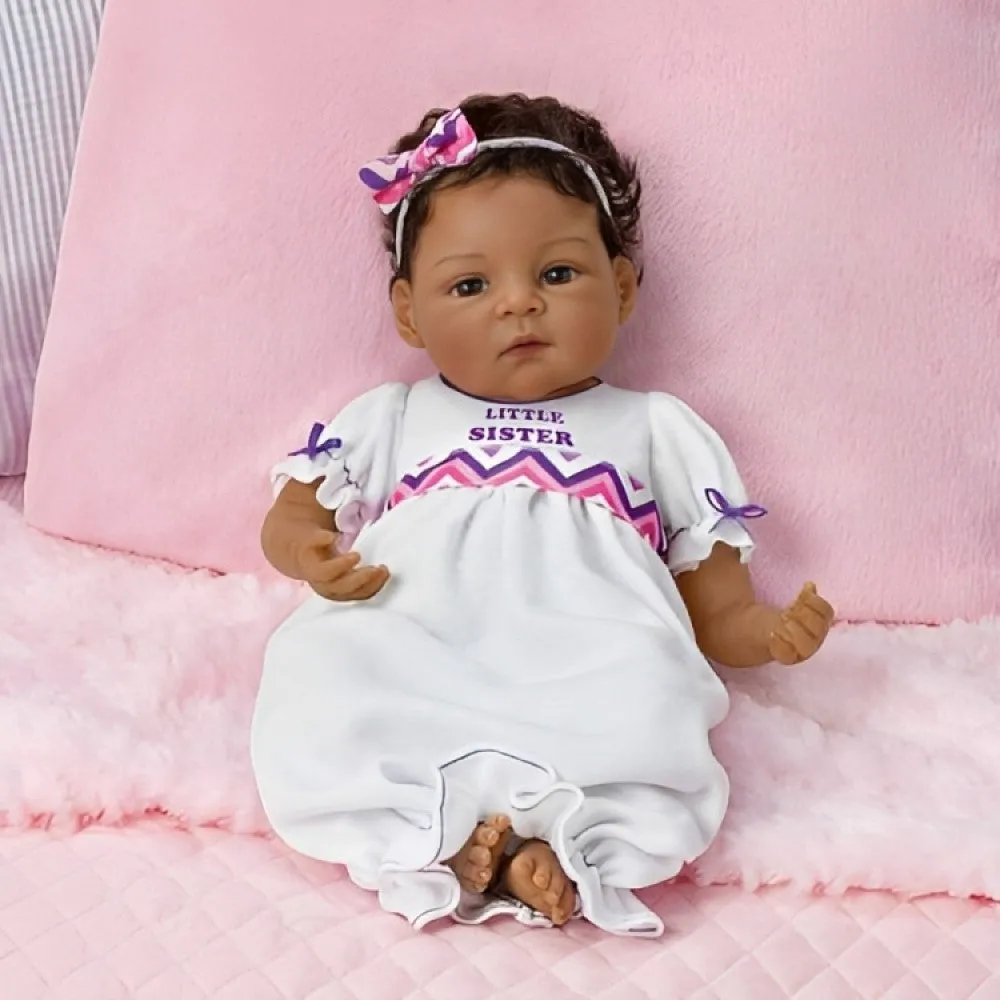 The Ashton - Drake Galleries A Sister's Love Child And Baby So Truly Real® Lifelike With RealTouch® Vinyl Skin African American Wear Hand-Finished Outfits Poseable Doll Set by Waltraud Hanl 24-inches