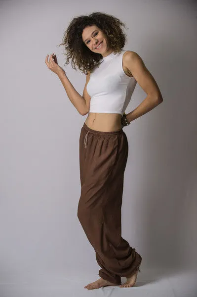 The Best Super Soft Cotton Yoga Pants Ever Elastic Waist Brown